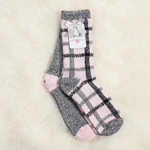 𝅺2 Pack Pink Plaid  Cozy Crew Socks